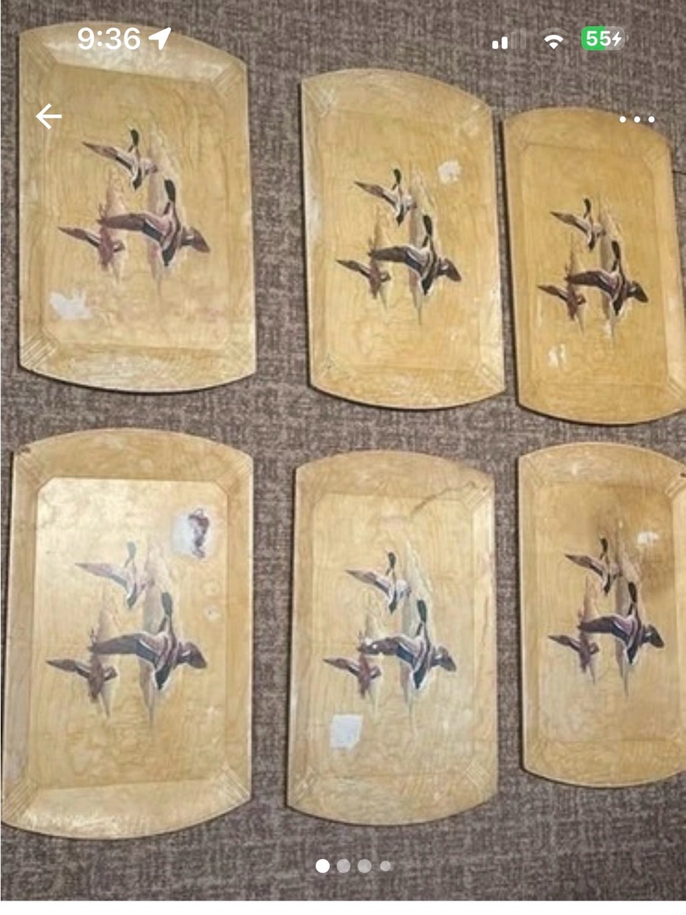 Vintage Beige and Brown Duck Motif Serving Trays - Set of 6